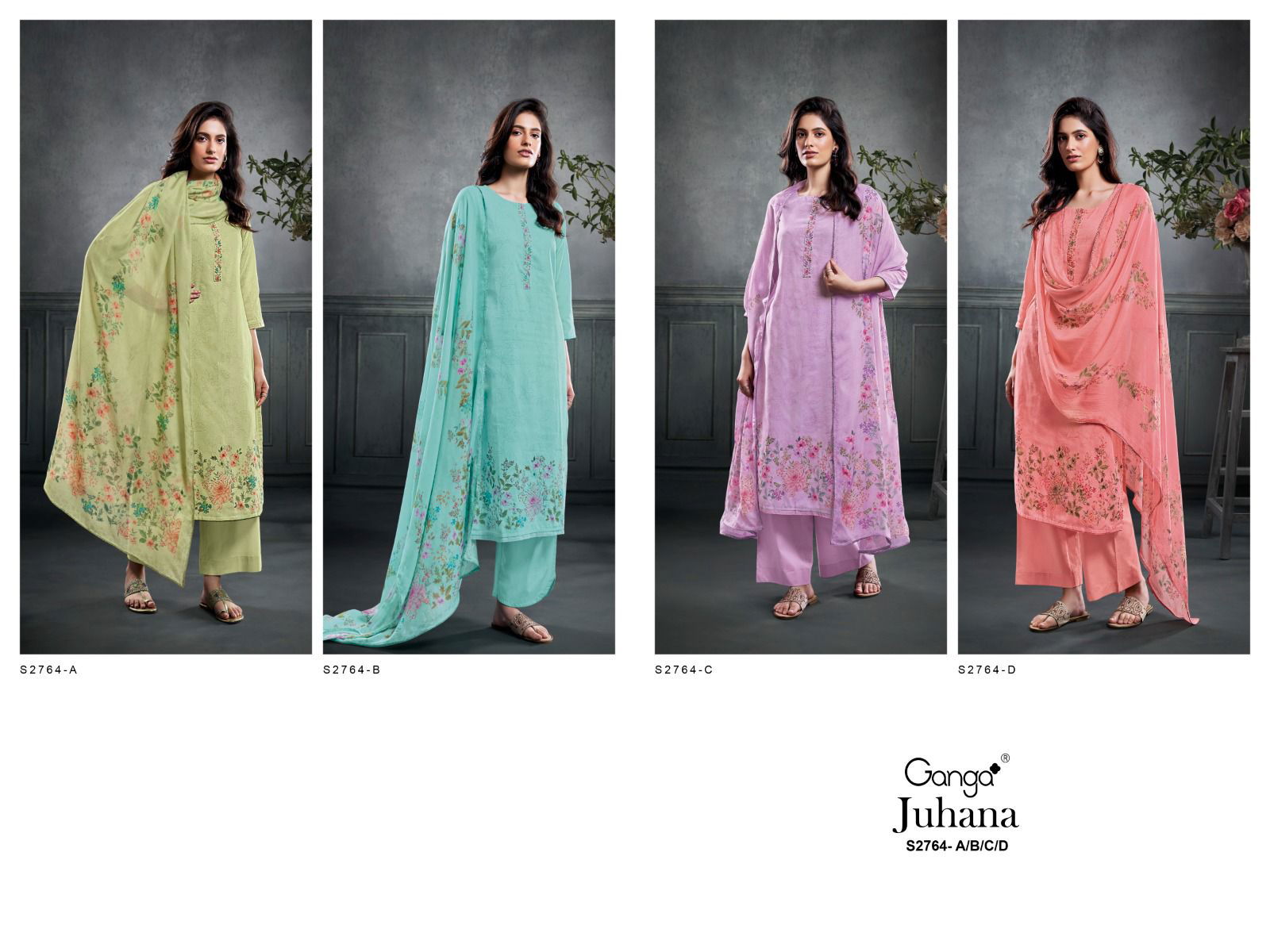 Juhana 2764 By Ganga Hand Work Designer Dress Material Wholesale Price In Surat